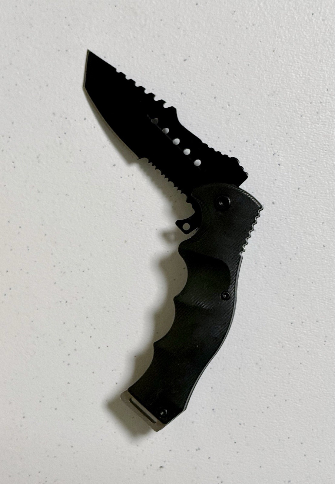EDC Tactical Folding Knife Tanto Serrated Blade Pocket Knife w/ Glass Breaker