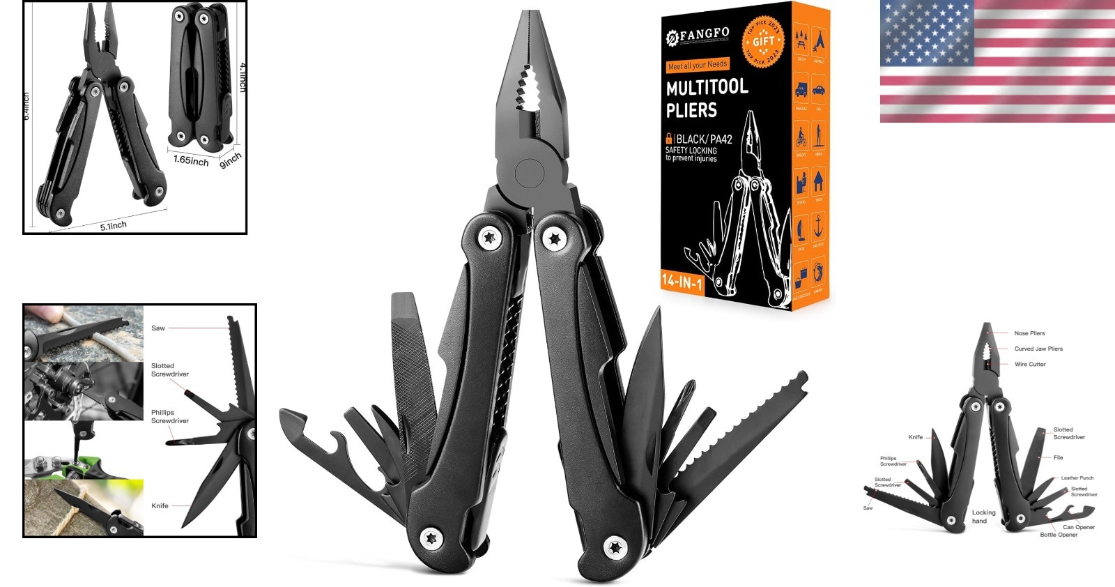 Portable Multitool with Needle Nose Pliers and Replaceable Wire Cutters