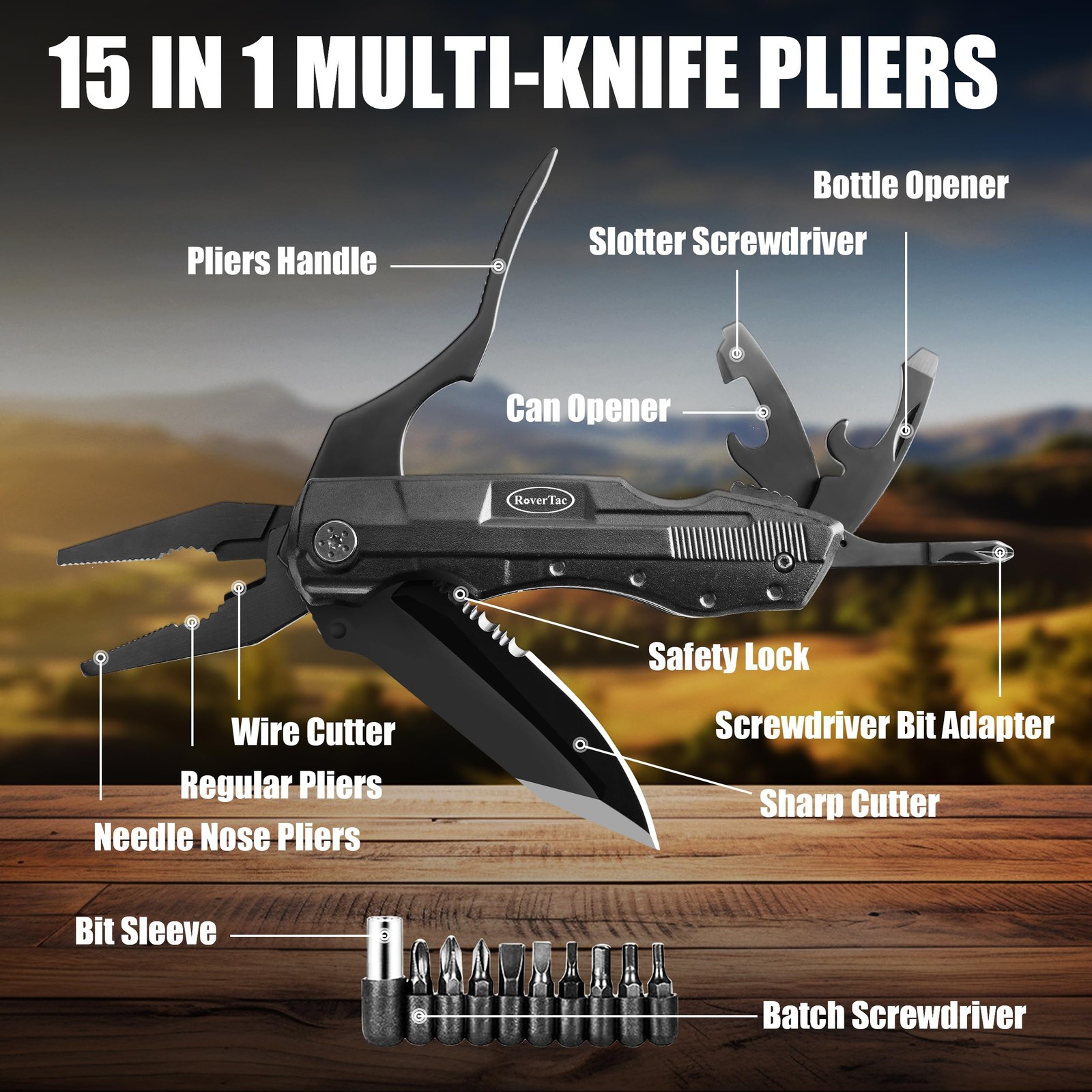 Tool Gift Set, Multitool Pocket Knife with Pliers, Pin with Glass Breaker…