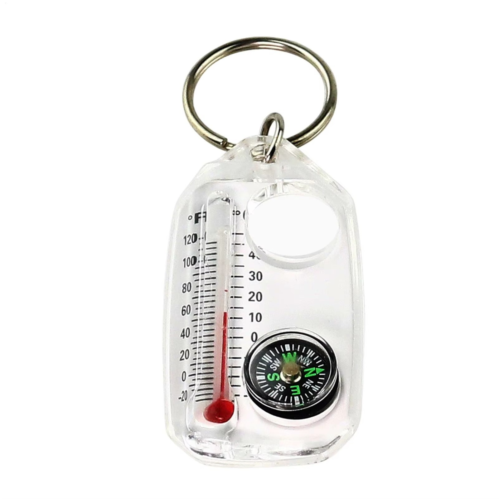 Mini Survival Compass Keychain Thermometer Outdoor Camping Tool