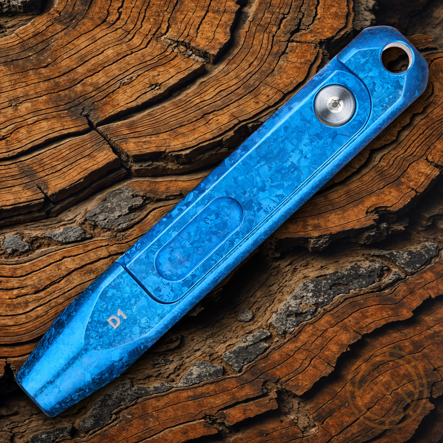 Oknife Otacle D1 Snowflake Blue Titanium With Compartment In Handle Secures Bits