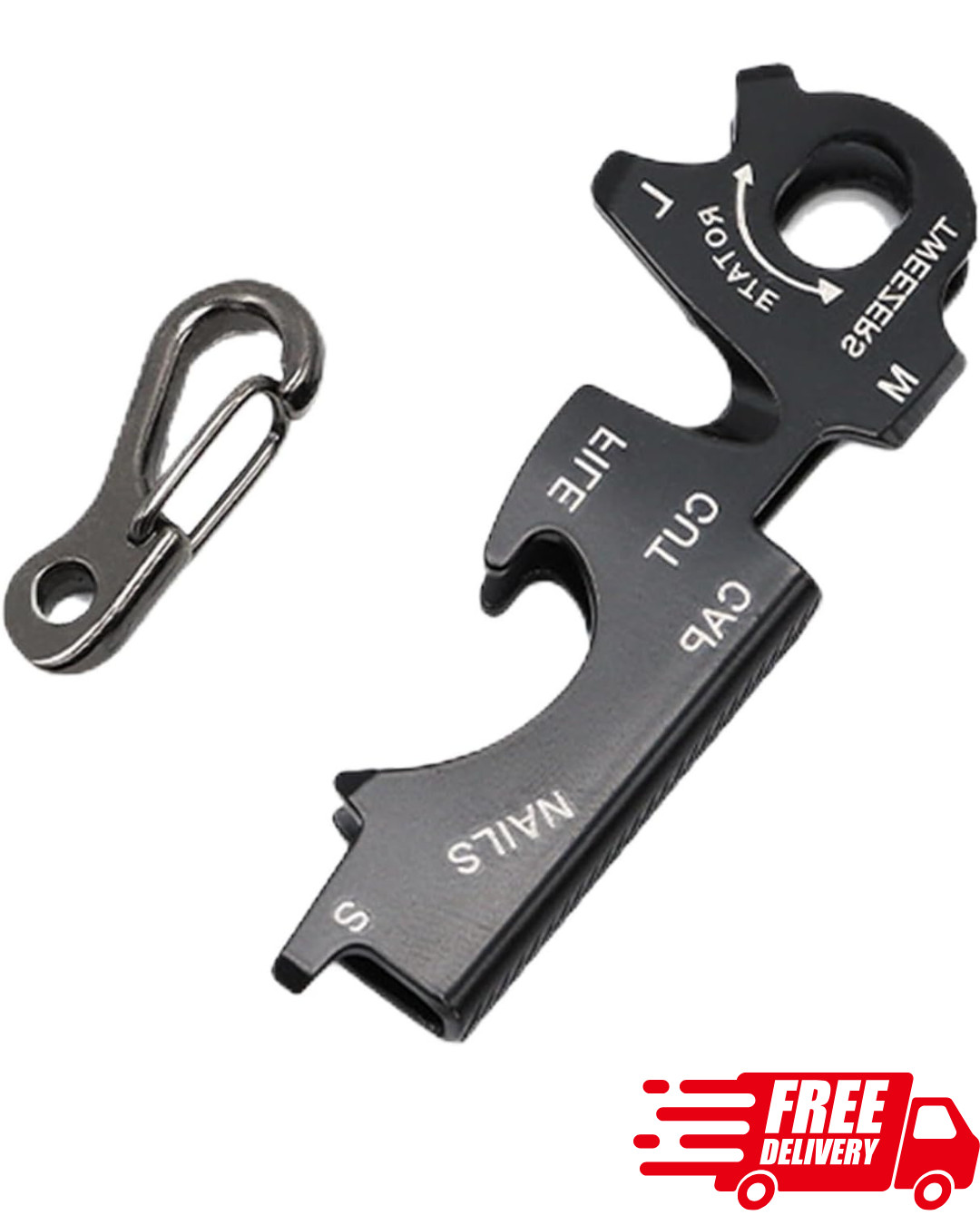 Heavy Duty Keychain with Carabiner Clip Multitool Bottle Opener Screwdriver