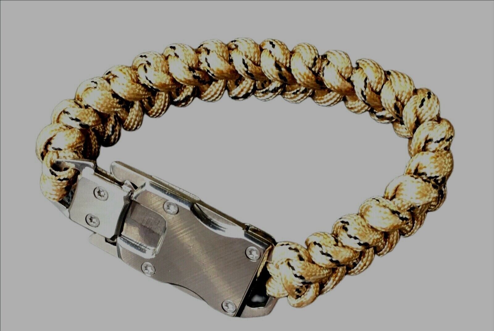 Paracord Emergency Tactical EDC Survival Knife Bracelet, Tan & Black BR8 New