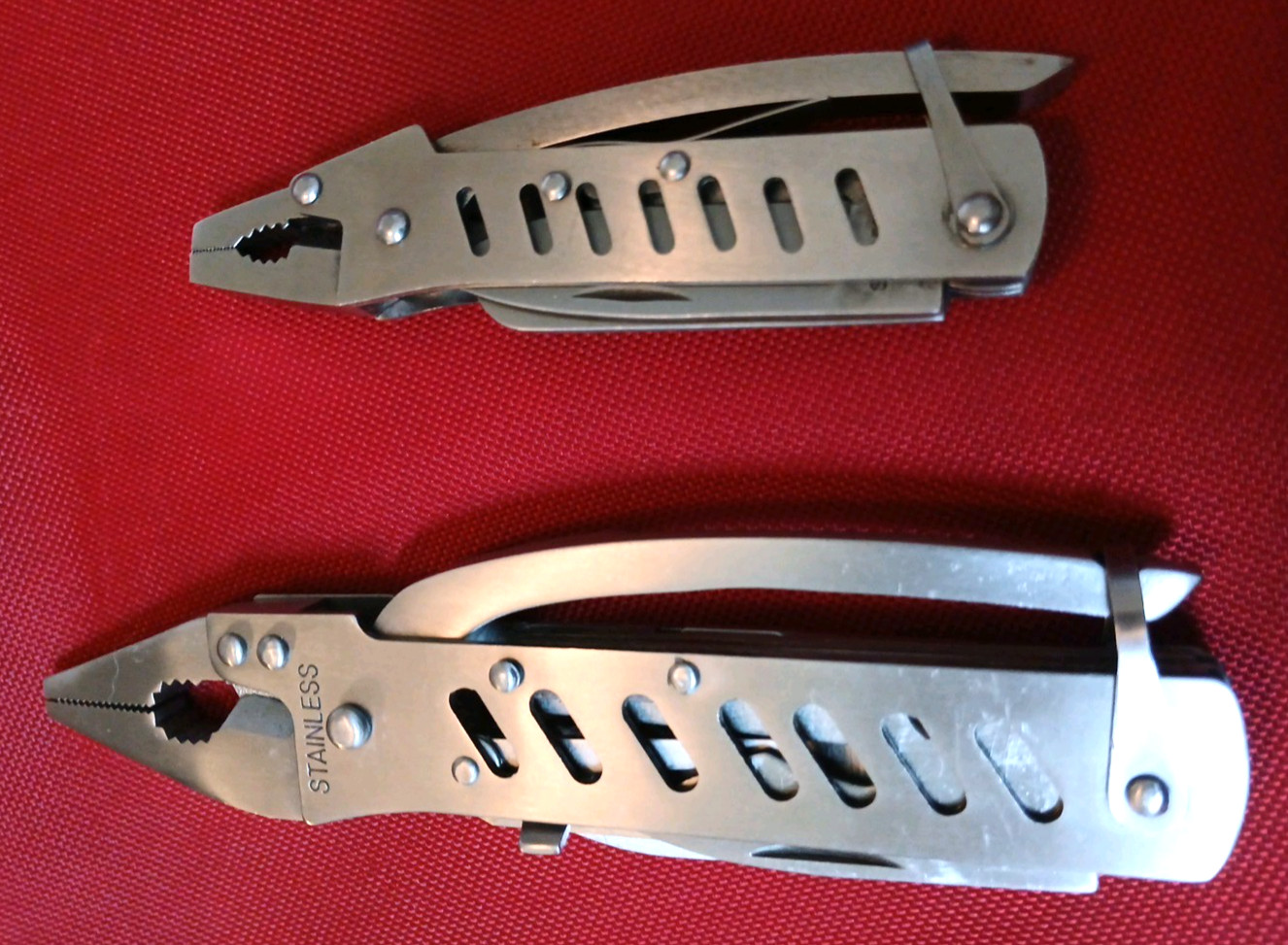 (LOT of 2) 10 & 8-Function Multitool SS Pliers, Saw, Knives, Screw Divers, File