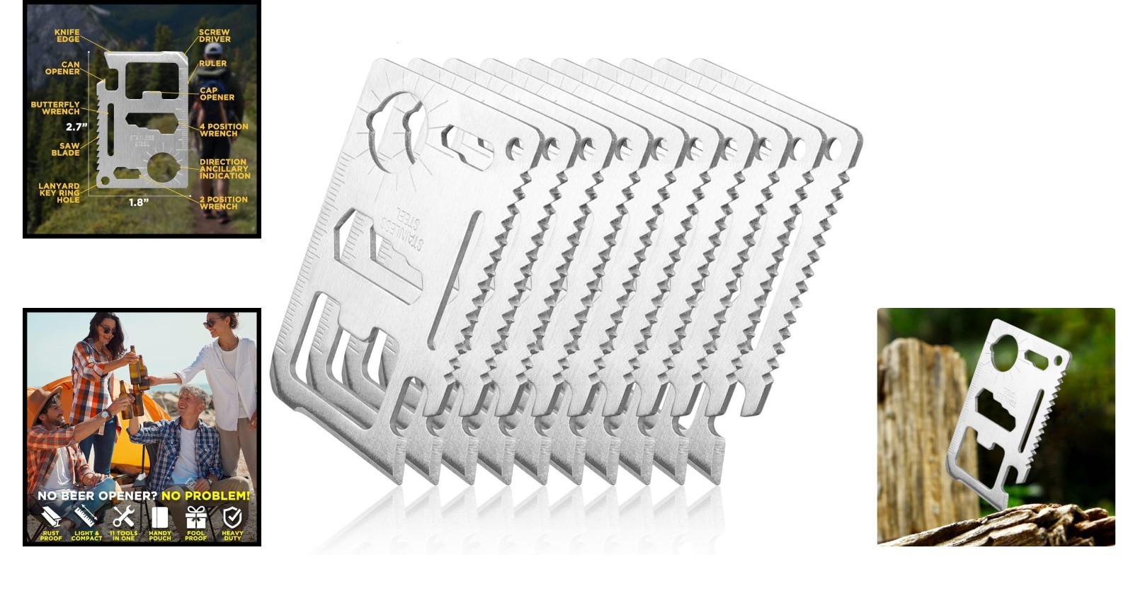 11-in-1 Credit Card Survival Tool – Ultimate Stainless Steel Companion for Men