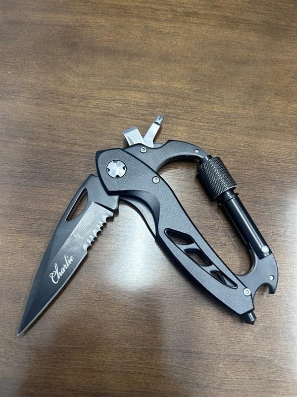 Carabiner Keychain Multi Tool with Utility Knife, Personalized