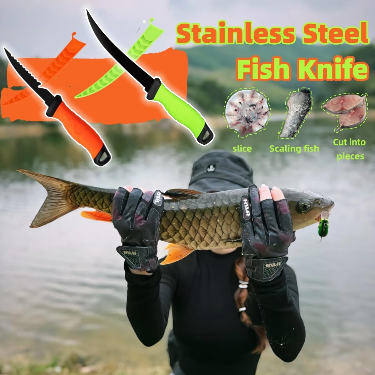 Fishing Knife Set & Fish Cleaning Kit – Filet Knife, Scissors, Gloves, Tweezers
