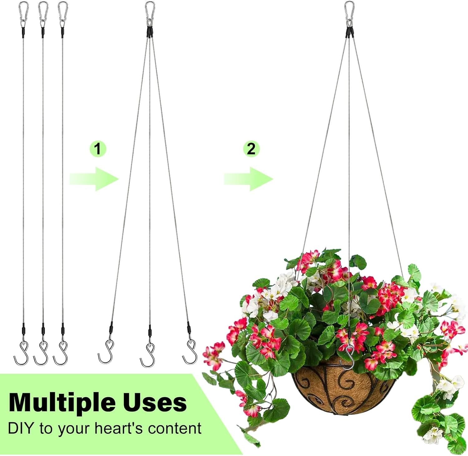 6pcs 23.6in Stainless Steel Heavy-Duty Hanging Chain for Outdoor Decor