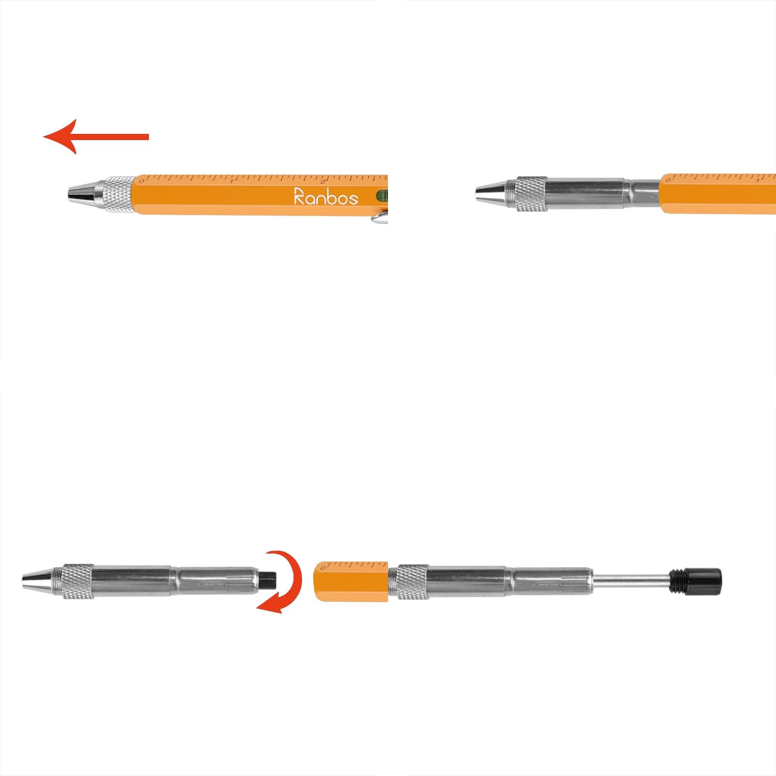 6-in-1 Multi-Function Pen, Ballpoint Pen with Measuring and Balance Ruler, Sc…