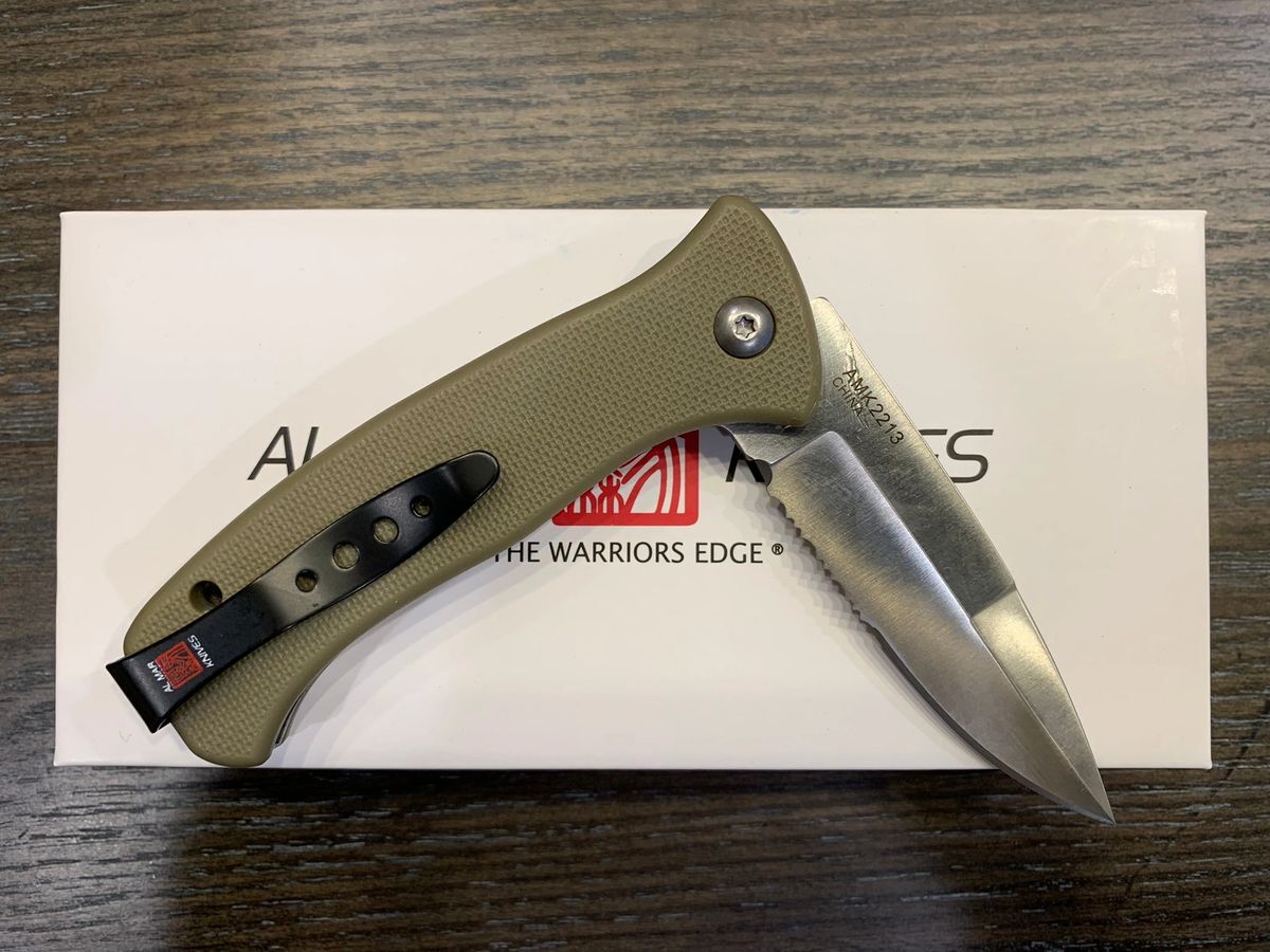 Al Mar Mini SERE 2020 Folding Knife Combo 3.0″ SS Steel Blade Coyote FRN Handle