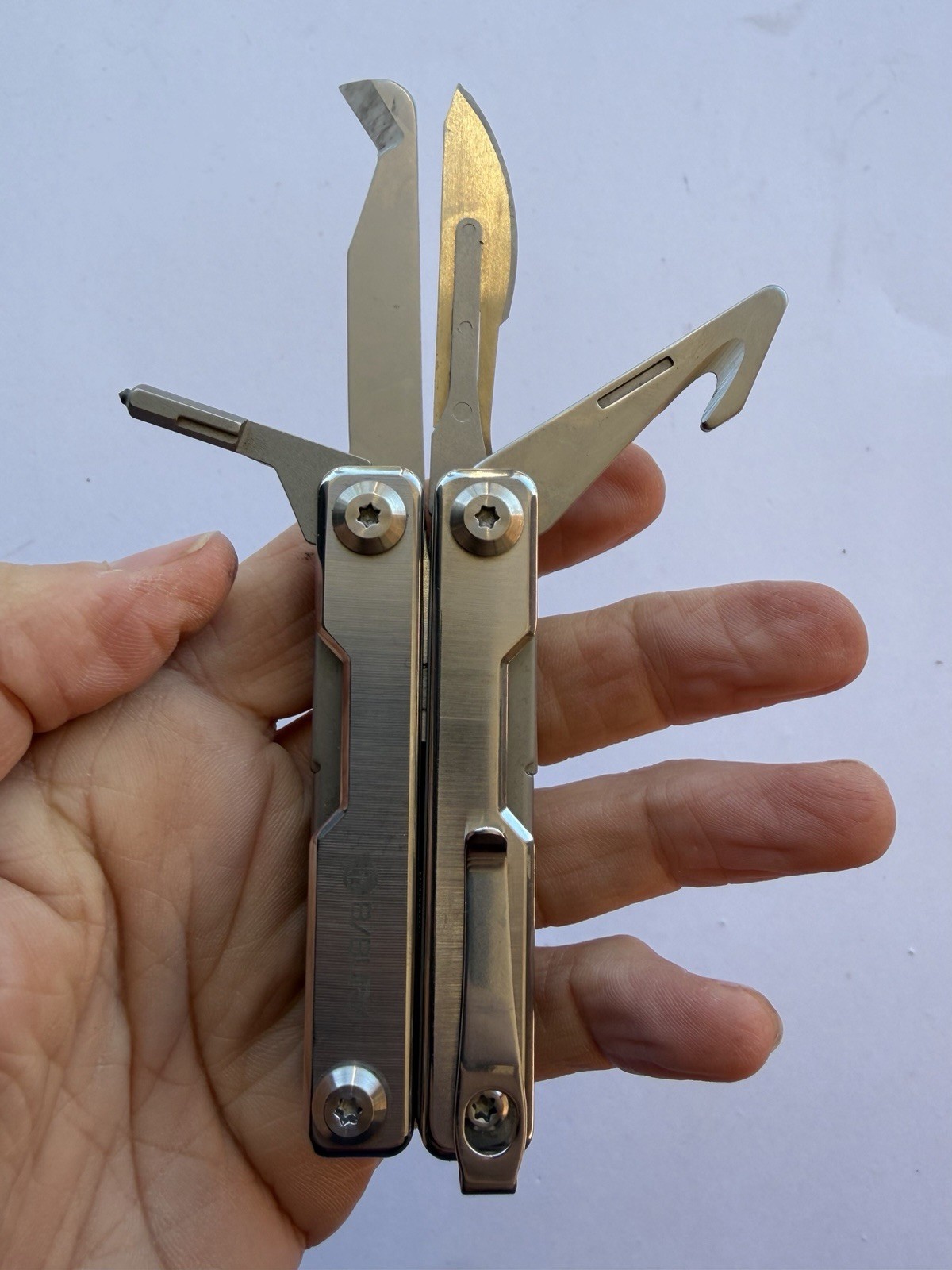BIBURY OUTDOOR MINI MULTITOOL PLIERS W/BELT CLIP, BI2051A, EXCELLENT CONDITION!
