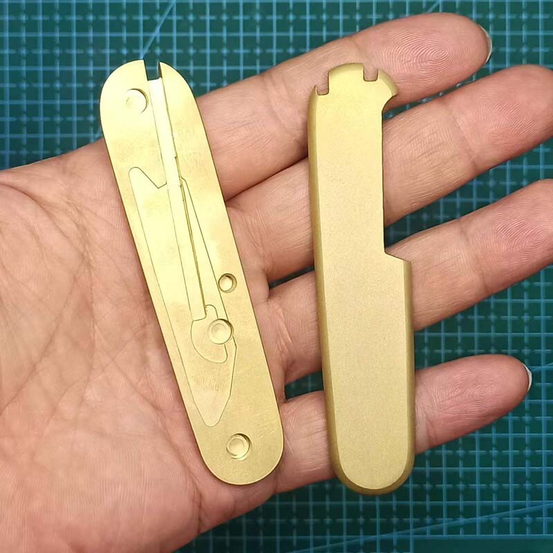 1 Pair Brass Handle Scales for 91mm Victorinox DIY Scales