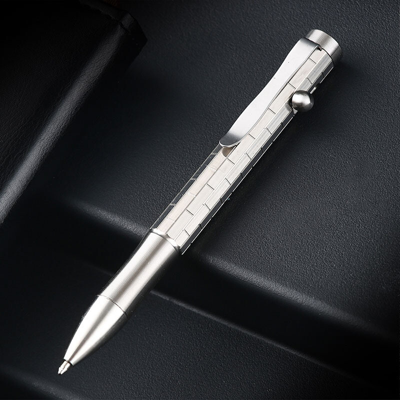 Titan Alloy Pen 4.92″ Ballpoint Pen with Pocket Clip Refillable Compact Size