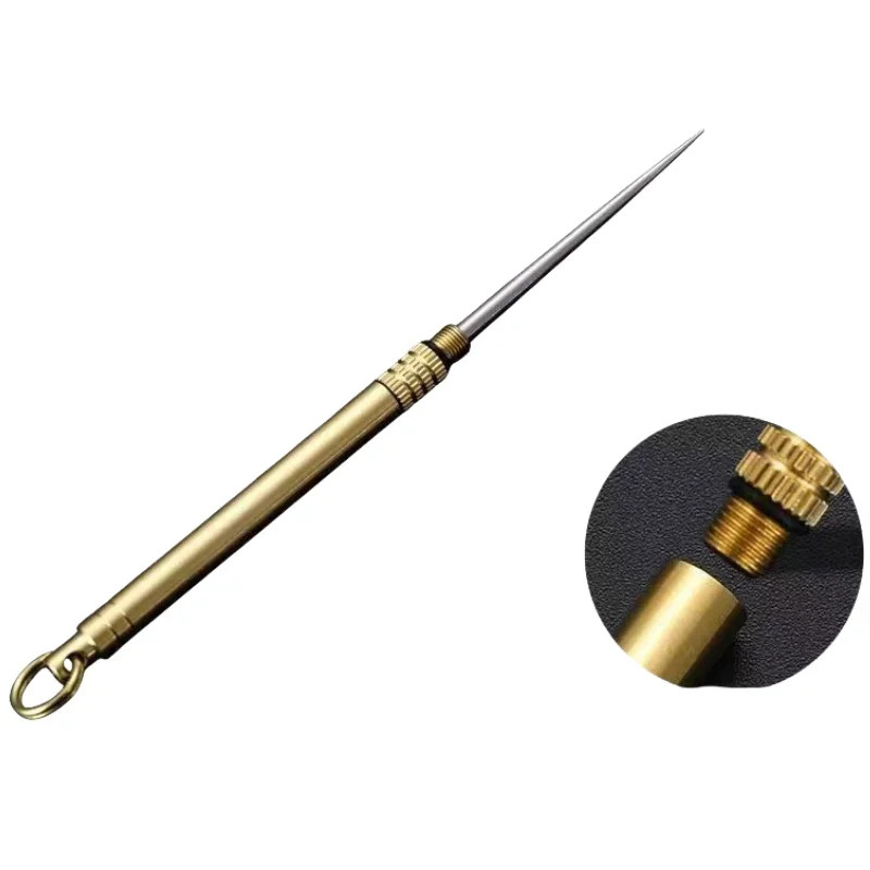 Portable Titanium Pocket Toothpicks Keychain Brass with Metal Toothpick Holder