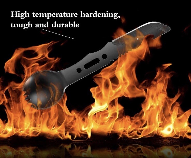 Camping Utensils Spork Knife 7 In 1 Multi Use Camp Survival Bug Out Stainless