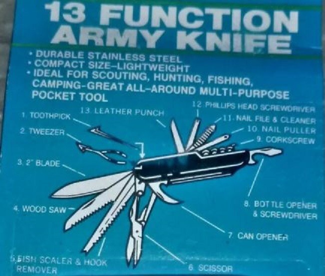 13-Function Red Camping Knife (New, Dealer Old Stock Circa 1998) K-5011R