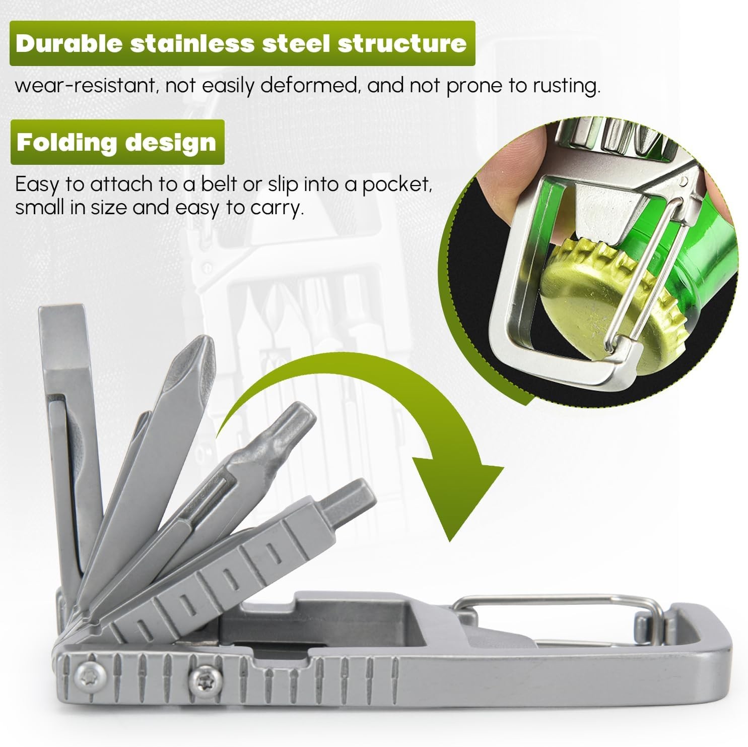 12 in 1 Keychain Multitool Screwdriver Bit Folding Multi Tool Bottle Opener
