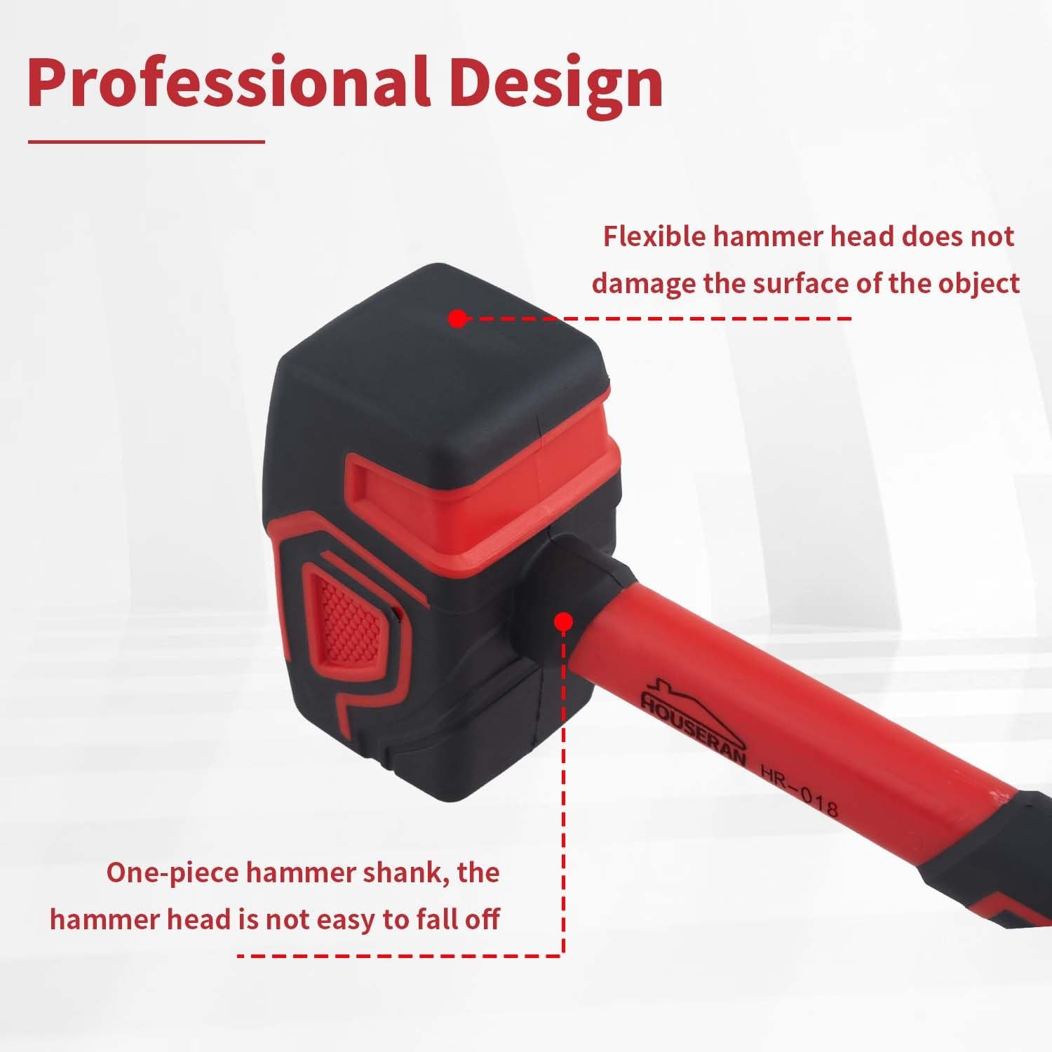 3 PCS Hammer Set 14 Inch Axe Ball Peen 1.1kg 20oz Rubber Mallet Woodworking