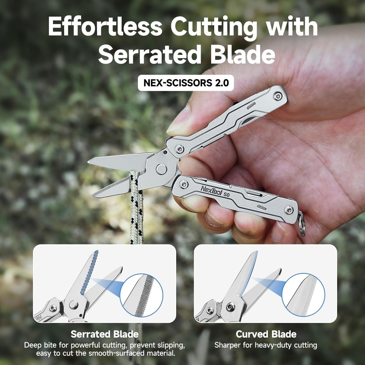 NexTool Micro Sailor S0 8-in-1 Keychain Multi-Tool Scissors EDC Gadget Khaki