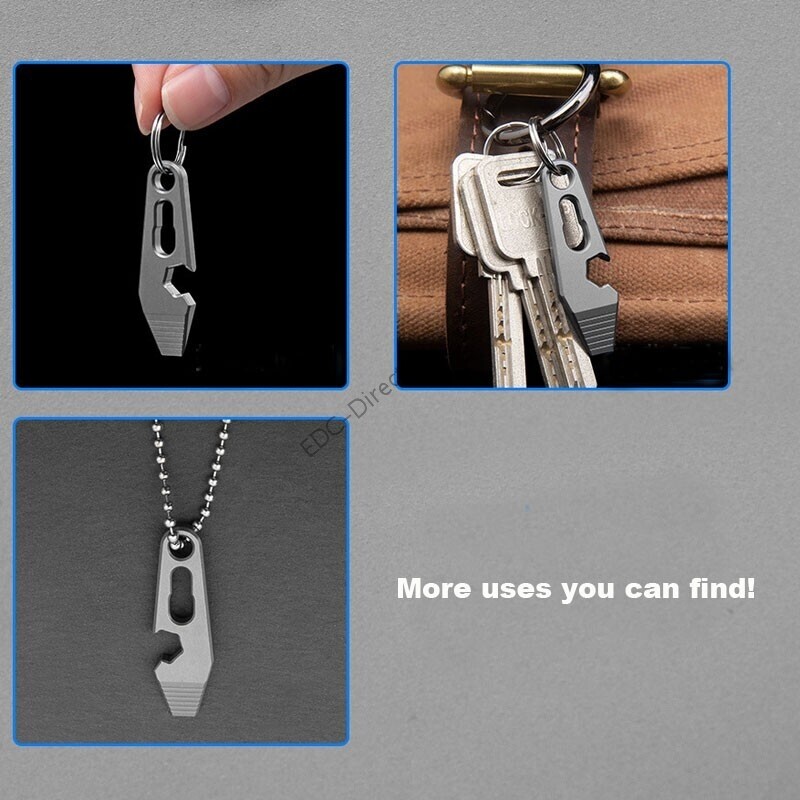 Hot EDC Mini Titanium Alloy Keychain Multi Tools Pry Bar Crowbar Opener Cutter