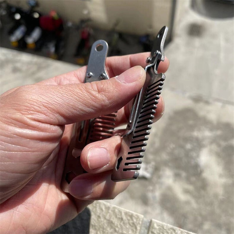 Titanium Alloy EDC Multi Tools Pocket Comb Portable Outdoor Keychain Hair Care
