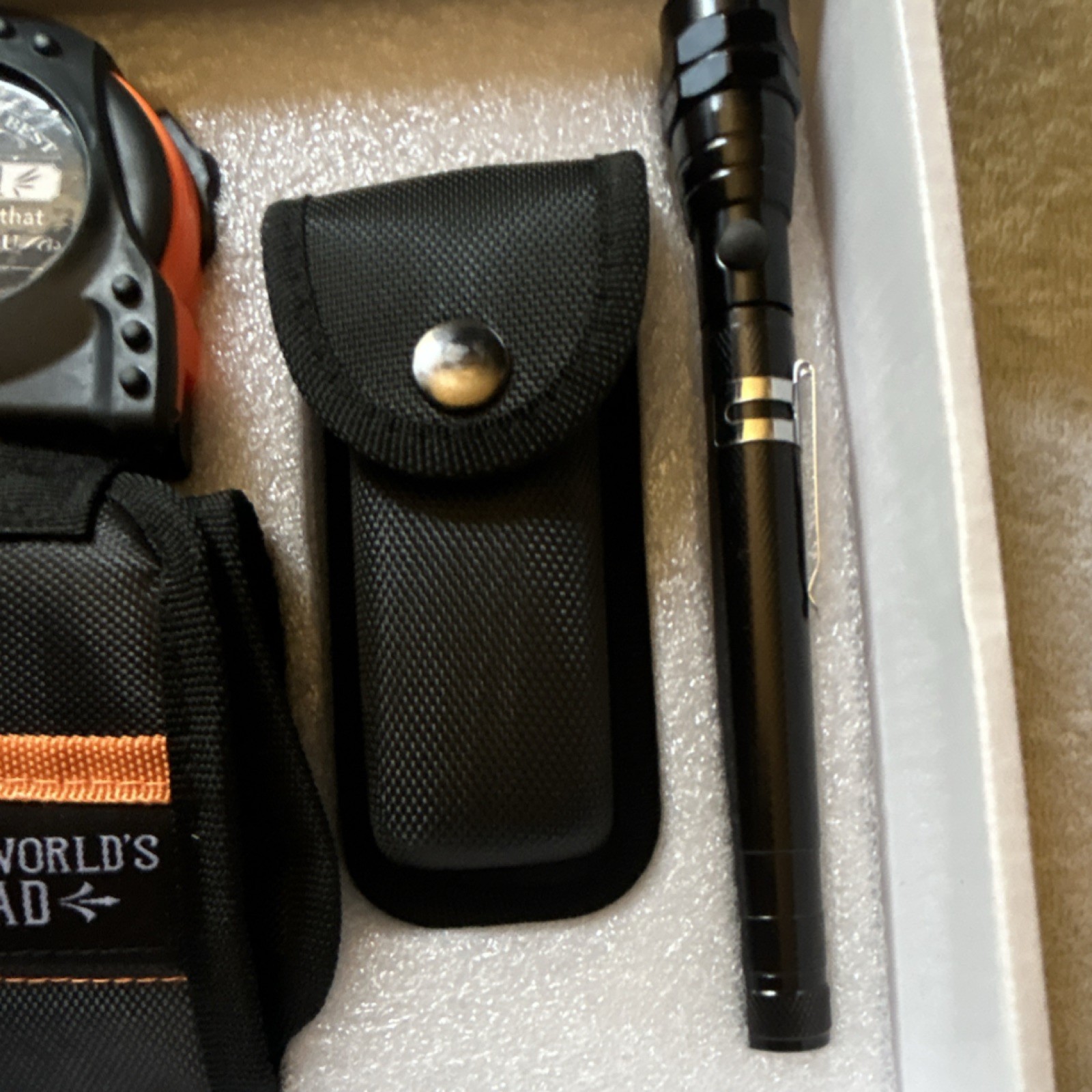 Multi-Tool Gift Set with Tape Measure & Flashlight, Black Orange, Father’s Day