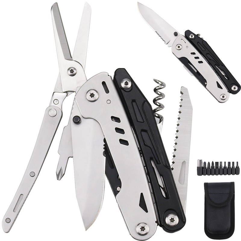 20-in-1 Multi Tool Pliers Outdoor Survival Folding Pocket Knife Scissors w/ Bits