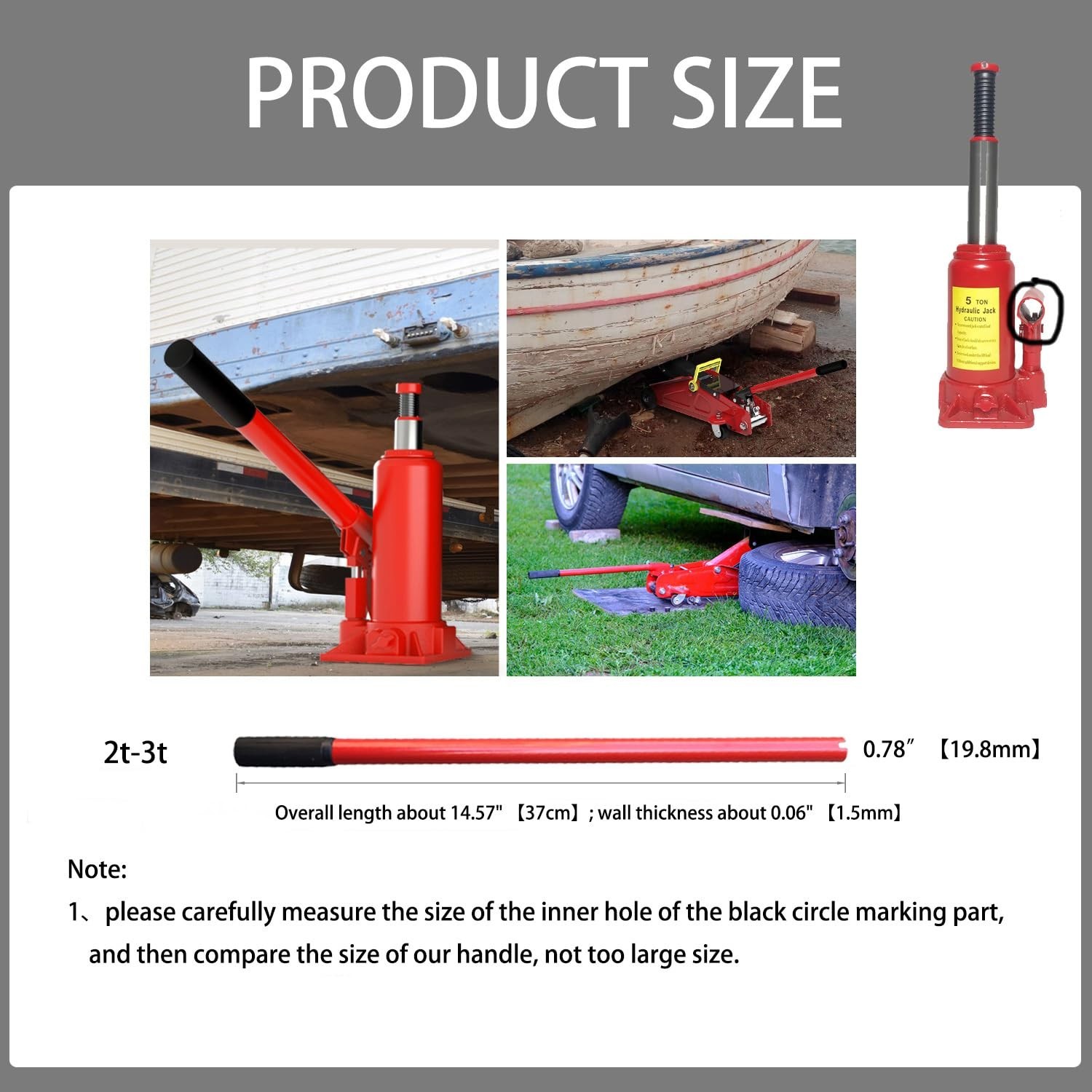 Hydraulic Bottle Jack Handle Replacement for Car SUV Truck – 2t-3t Red Rod