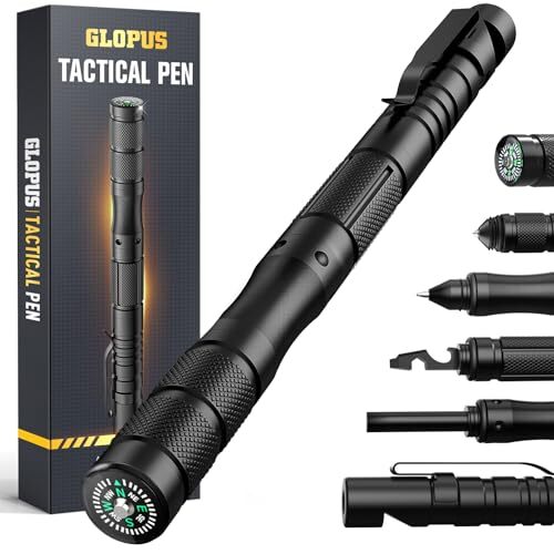 Gifts for Men, 9 in 1 Tactical Pen, Dad Gifts for Fathers Day, Large Black