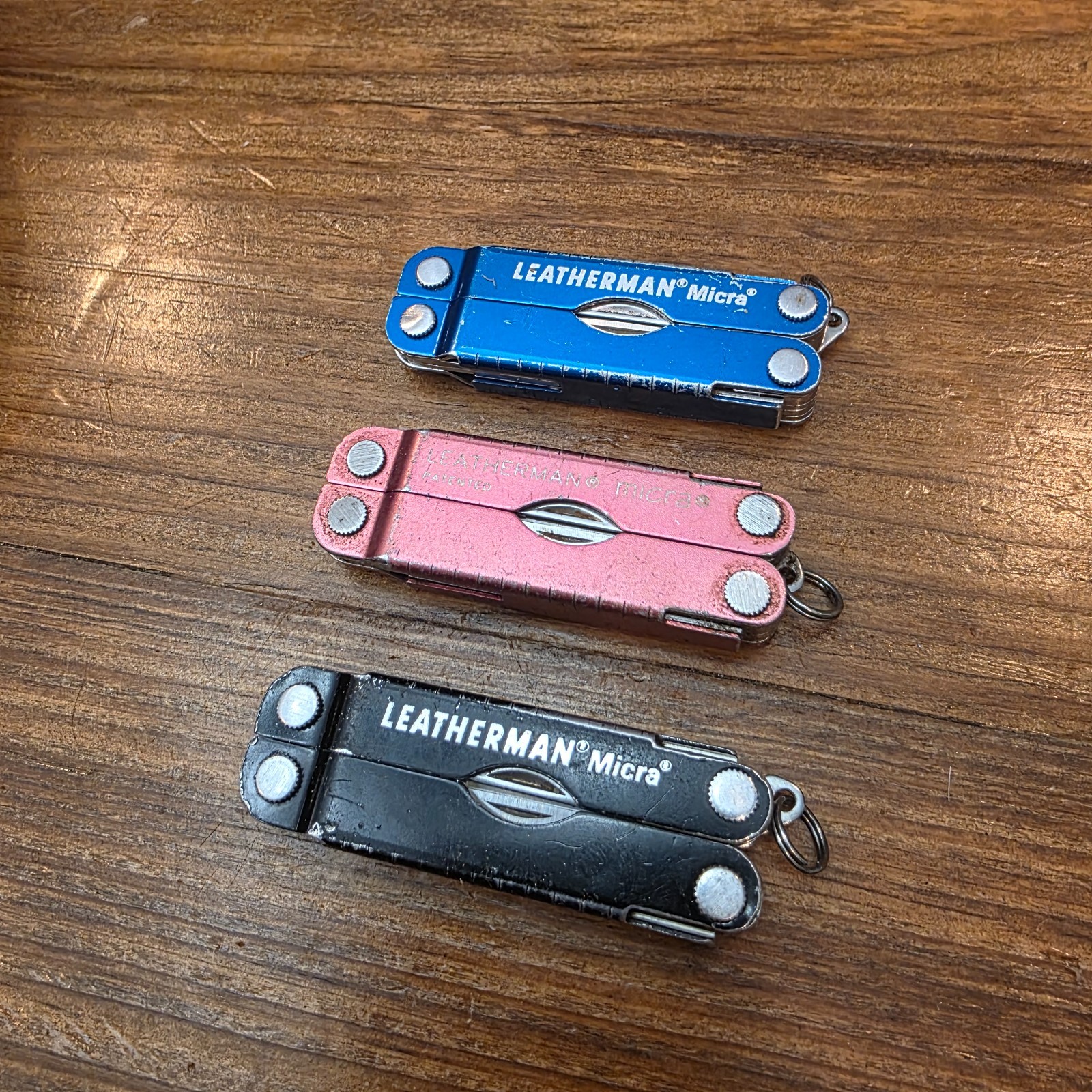 Leatherman MICRA Multi-Tool – Stainless Steel – Lot of 3 – Colors Blue Black