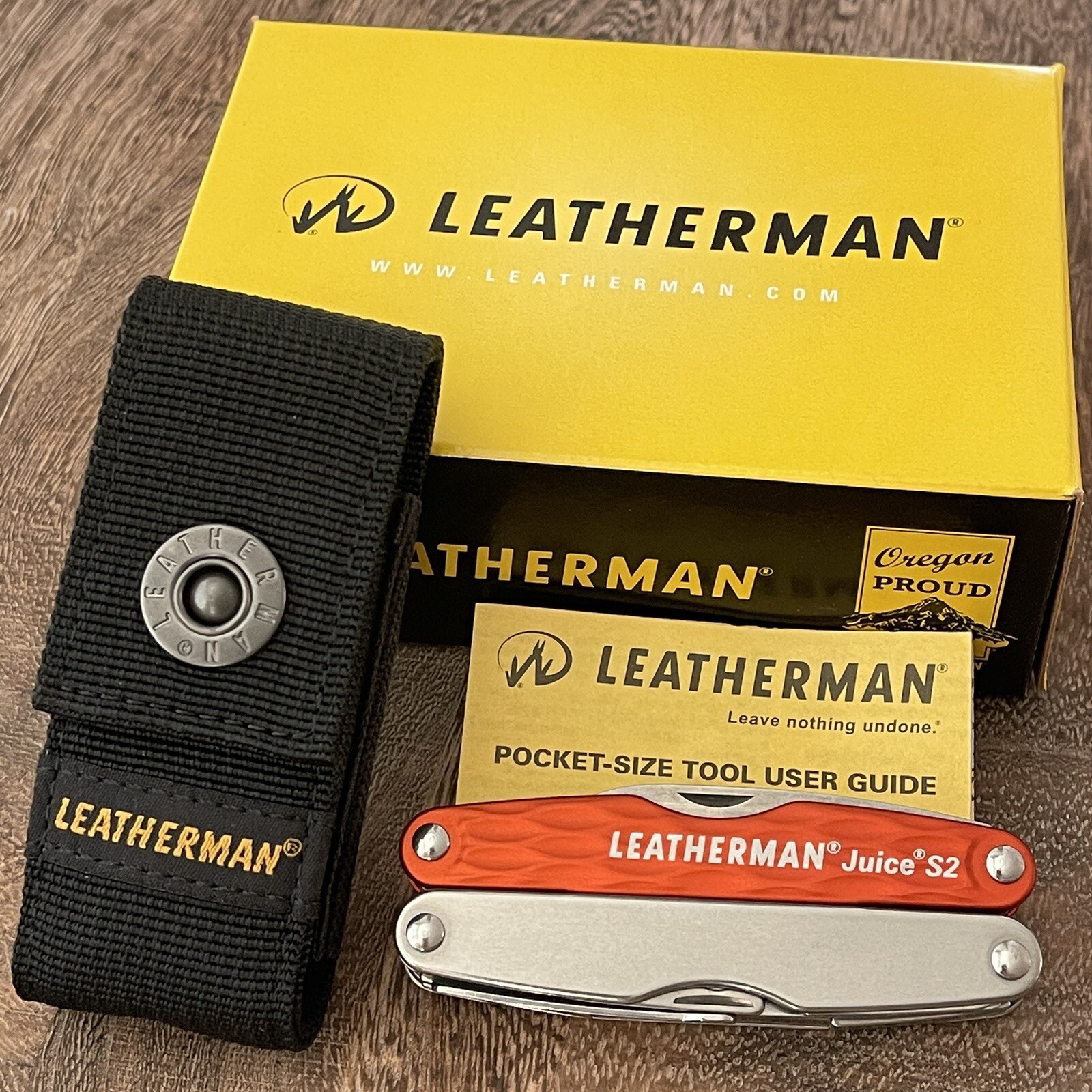 Leatherman Juice S2 Cinnabar Orange multitool with ballistic nylon sheath