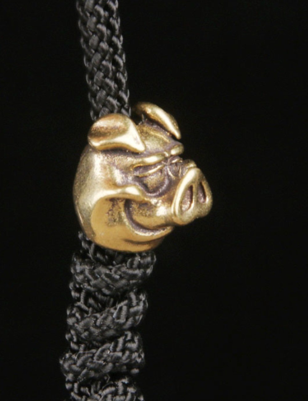 2PC EDC Brass Pig Knife Bead DIY Umbrella Rope Keychain Tool Lanyard Pendant