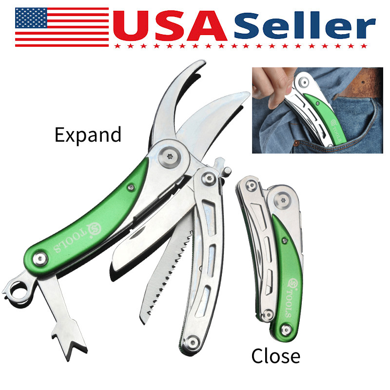 Stainless Steel Multi Tool Outdoor Pliers Garden Scissors Camping Folding knife