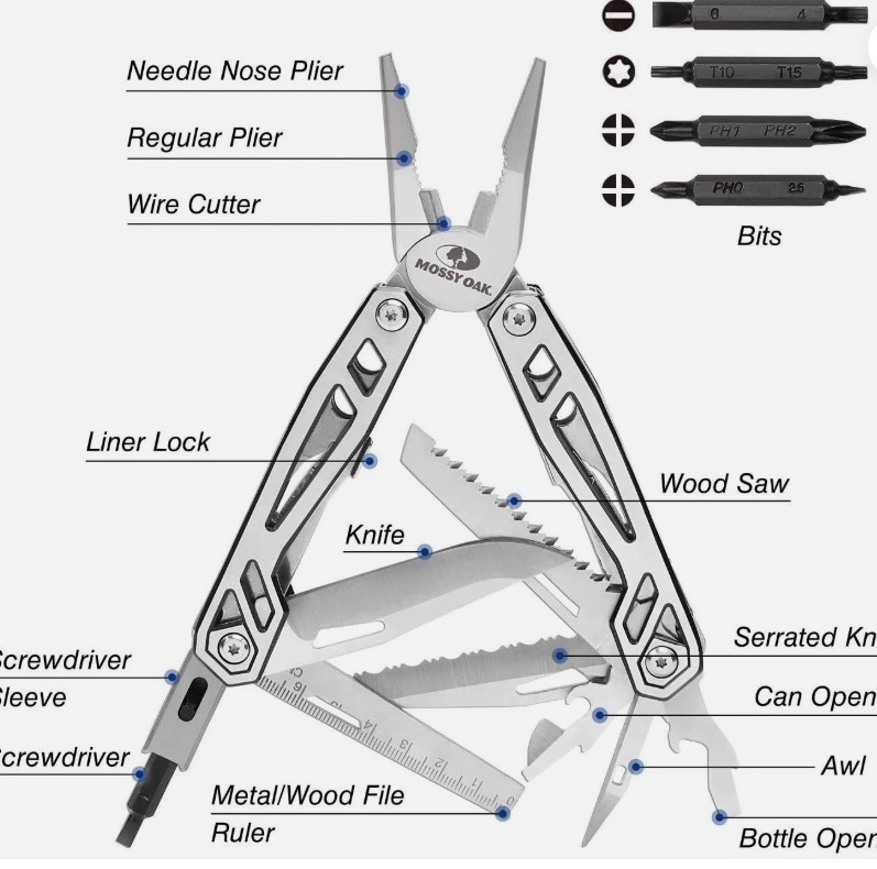 Multitool 22-In-1 Stainless Steel Multi Tool Pocket Knife Plier Tool USA