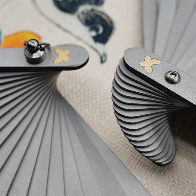 9” Titanium Alloy Folding Fan Martial Arts Portable Kung Fu Tai Ji Butterfly