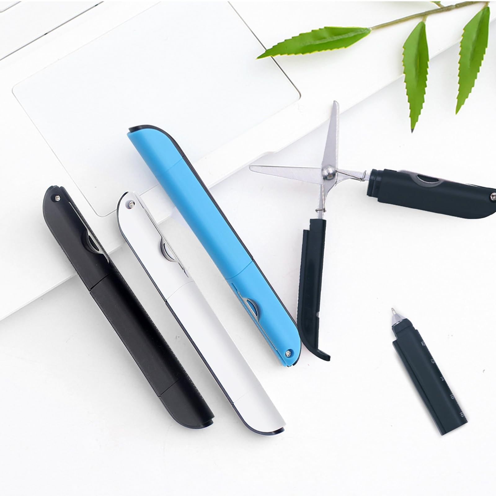 3Pcs Multi-Tool Pen with Scissors, Ruler, and Art Knife – Portable 4 in 1 Utilit