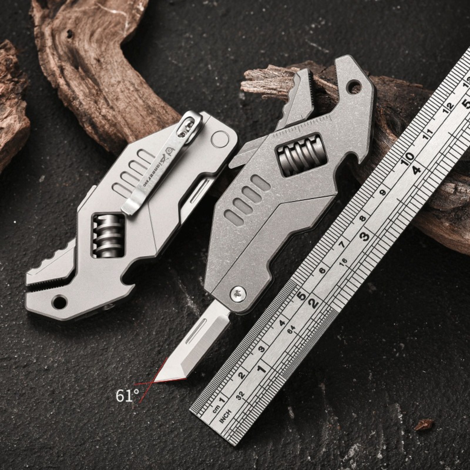 EDC Titanium Alloy Multi Tools Adjustable Wrench Pocket Folding Knife Keychain