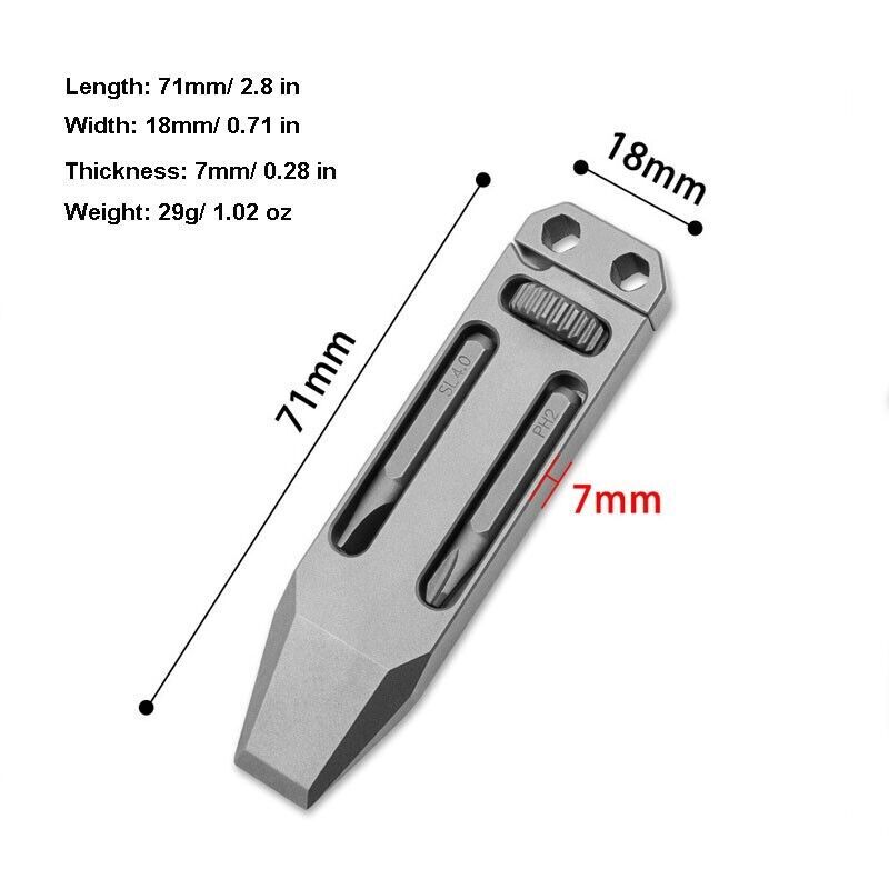 Mini Titanium Multi Tools Adjustable Wrench Pocket EDC Pry Bar Crowbar with Bits