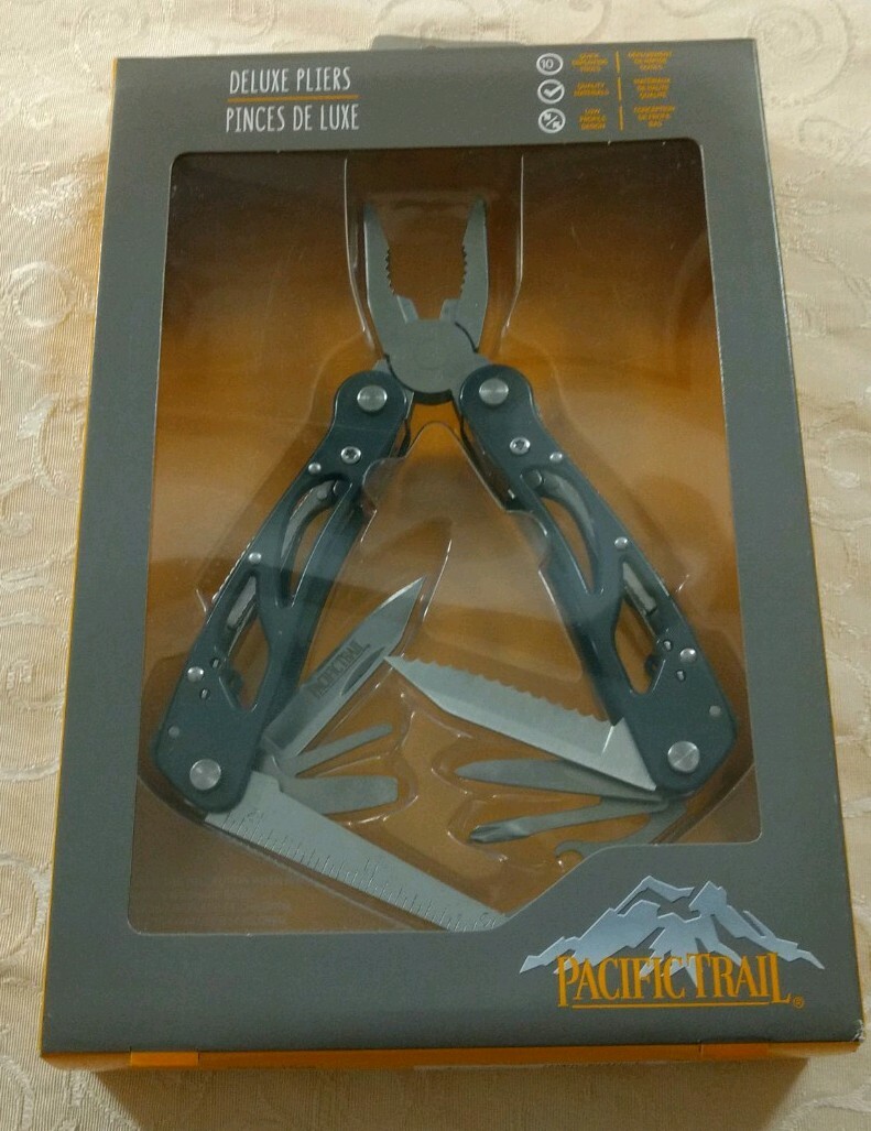 NIB Pacific Trail Large Multi Tool Plier Camping Hiking Travel Set in Graphite