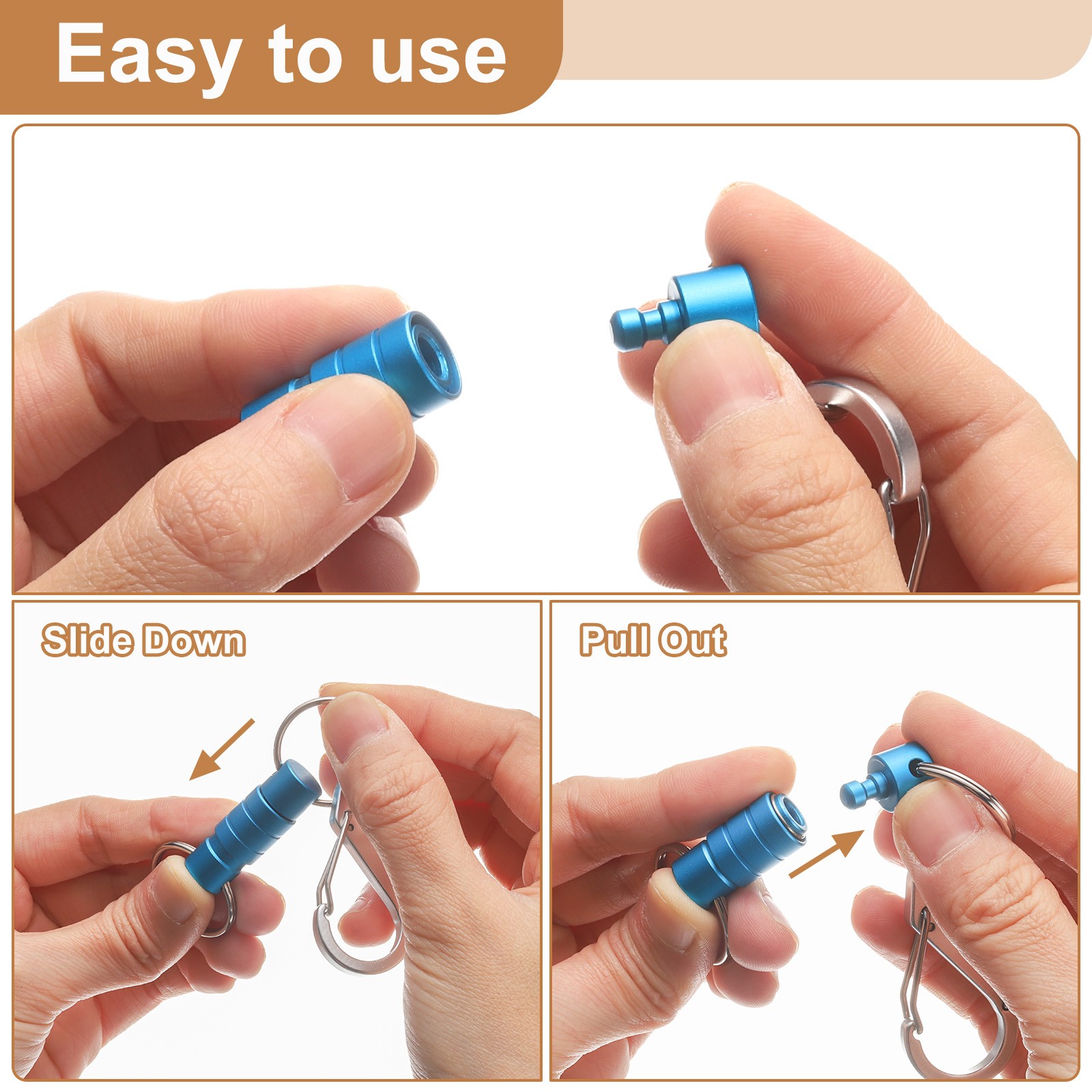 Quick Release Keychain, 2Pcs Detachable Pull Apart Key Rings Clip, Wine Red Blue