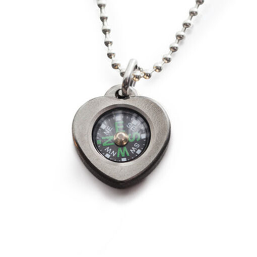 EDC 1 PC Mini Waterproof Compass Heart Shape Brass/ Titanium Compass Pendant