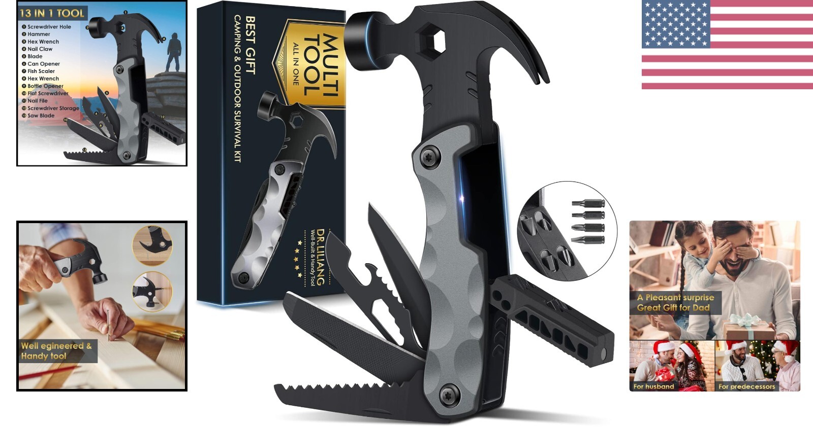 Durable Multi-Tool Hammer Gift for Camping and DIY – Ideal Stocking Stuffer