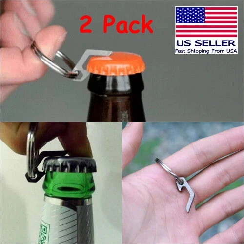 2x PCS EDC Mini Lightweight Bottle Beer Opener & Keyring Pocket Utility Keychain