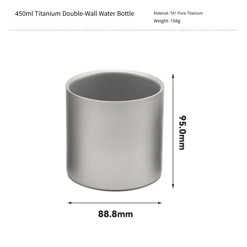 Outdoor camping portable pure titanium double-layer water cup set
