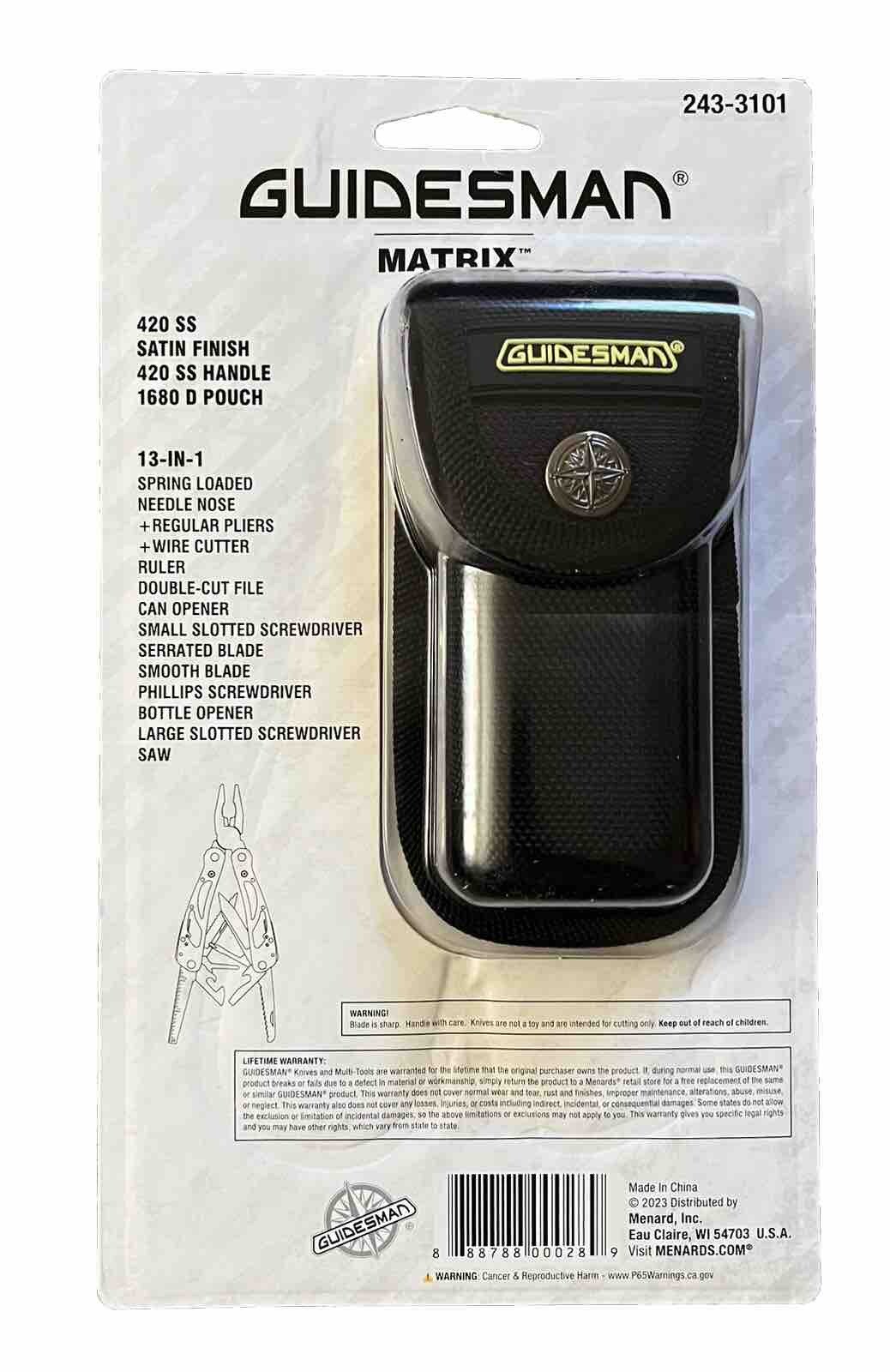 Guidesman Matrix Stainless Steel 13 Function Multi-Tool with Denier Nylon Case