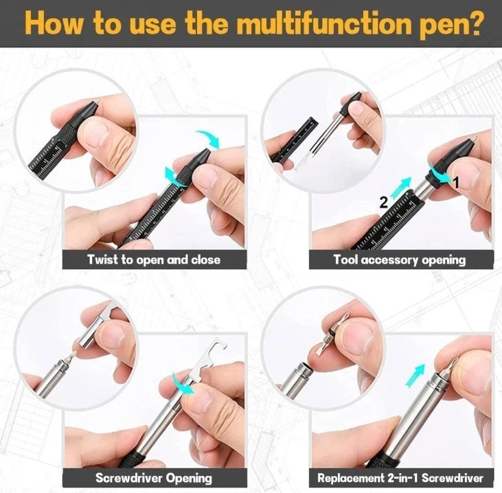11 in 1 Multi-Tool Pen – Tools for Travel, Camping, Outdoor Activities,Office