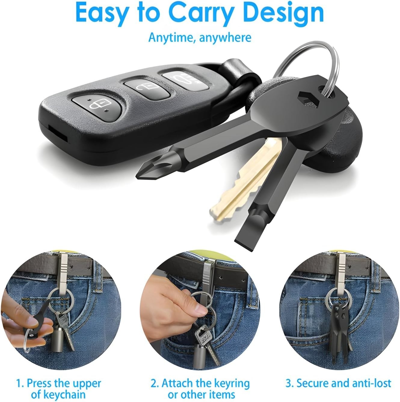 Stocking Stuffers for Men, 4-in-1 Pocket Screwdriver Keychain Tools, Mens Chr…