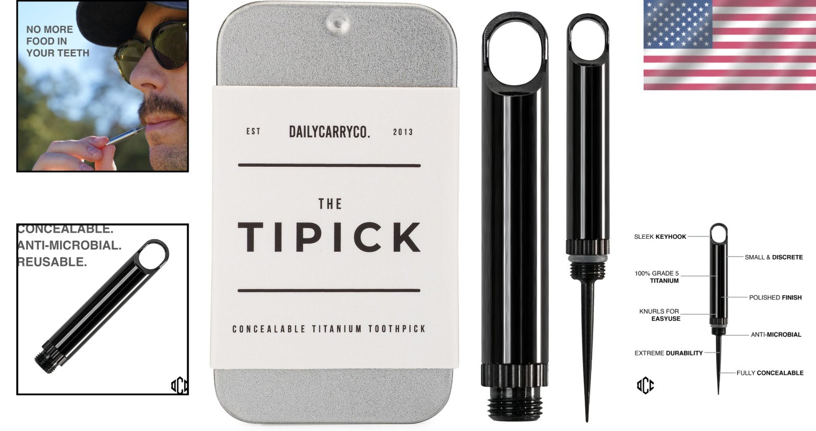 TiPick Titanium Toothpick Holder