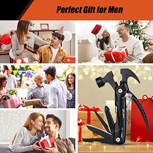 Gifts for Men 12 in 1 Hammer Multitool, Father’ s Day Gifts from Black