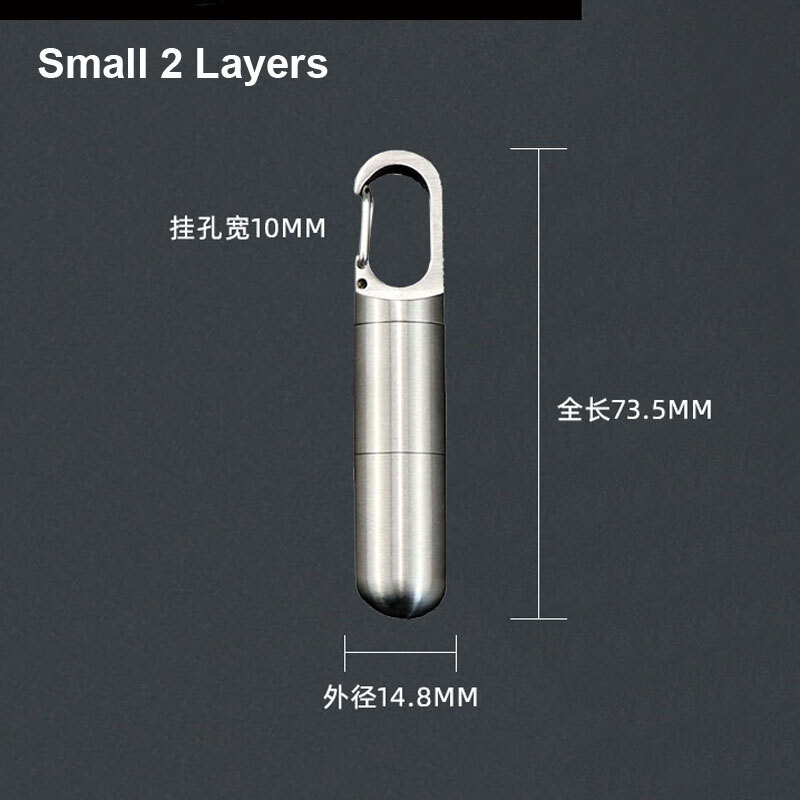 Outdoor Multilayer Waterproof Pill Case Key Chain Capsule Seal Container Box EDC